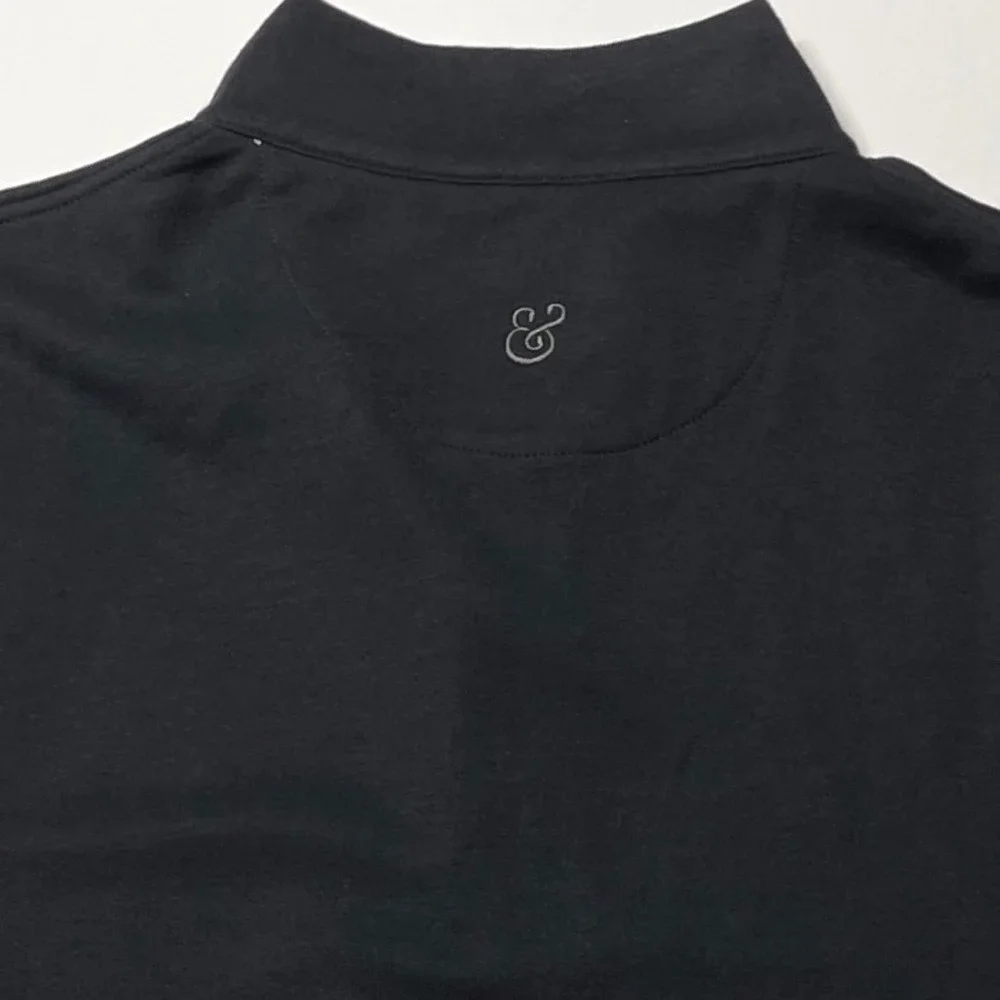 NWT Collars & Co Cloud Cotton Quarter Zip Pullover Sweater Mens Large Black Grey